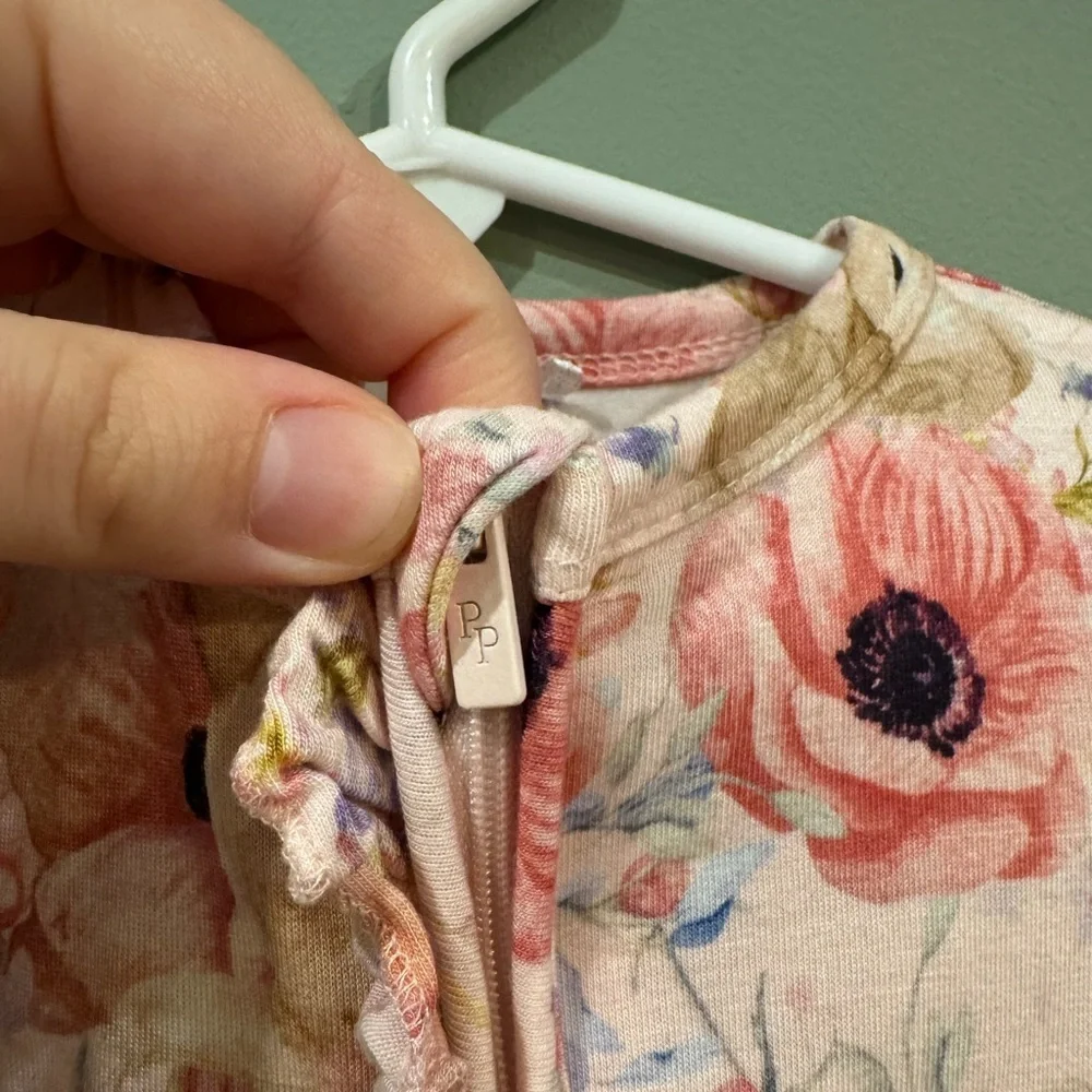 Posh Peanut Pink Floral Bunny Footie Pajamas size 3-6 months